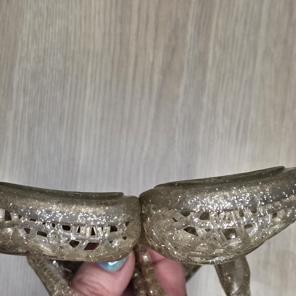 Toddler Size 6 Clear Silver Sparkle Jelly Sandals with Purple Mermaid Insole - Picture 4 of 4